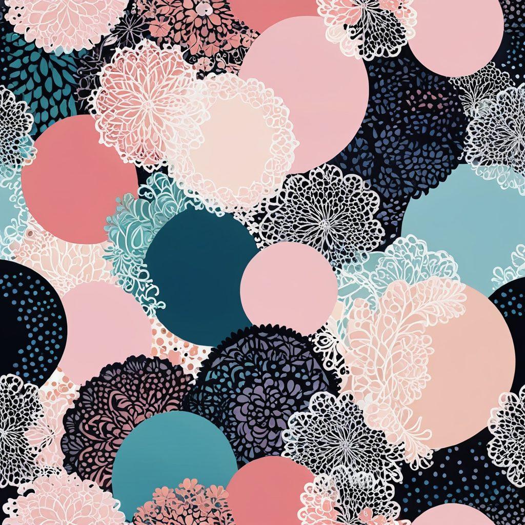 A surreal and vibrant depiction of an artistic world where traditional granny aesthetics meet playful, sophisticated mature themes. Incorporate abstract shapes and textures that symbolize depth, juxtaposed with whimsical elements inspired by hentai art. The color palette should be rich and inviting, blending soft pastels with bold hues, creating an engaging contrast. Include elements like delicate lace and intricate patterns to reflect both age and creativity. super-realistic. vibrant colors. painterly style.